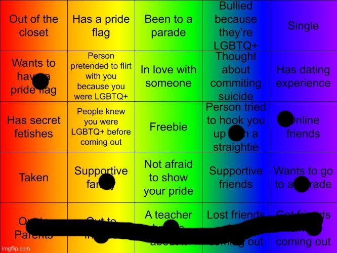 TheSuitedGayWeeb's LGBTQ Bingo | image tagged in thesuitedgayweeb's lgbtq bingo | made w/ Imgflip meme maker