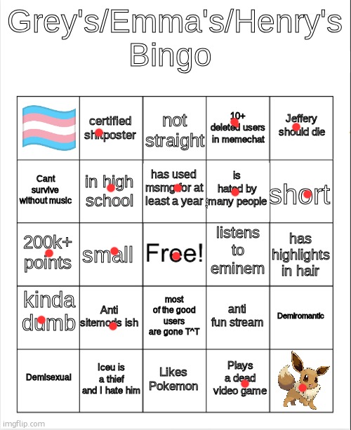 who tf is greyemmahenry like pick a name midget | image tagged in grey's/emma's bingo actually fixed | made w/ Imgflip meme maker