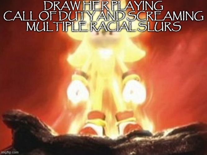 Now Draw Her | DRAW HER PLAYING CALL OF DUTY AND SCREAMING MULTIPLE RACIAL SLURS | image tagged in now draw her | made w/ Imgflip meme maker