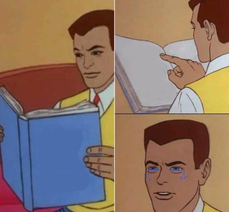 man read a book and cry Blank Meme Template