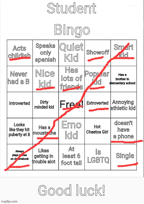 I Win | image tagged in student bingo | made w/ Imgflip meme maker