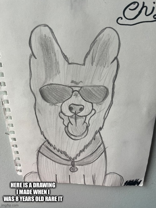 Rate my dog drawing??️ | HERE IS A DRAWING I MADE WHEN I WAS 8 YEARS OLD RARE IT | made w/ Imgflip meme maker