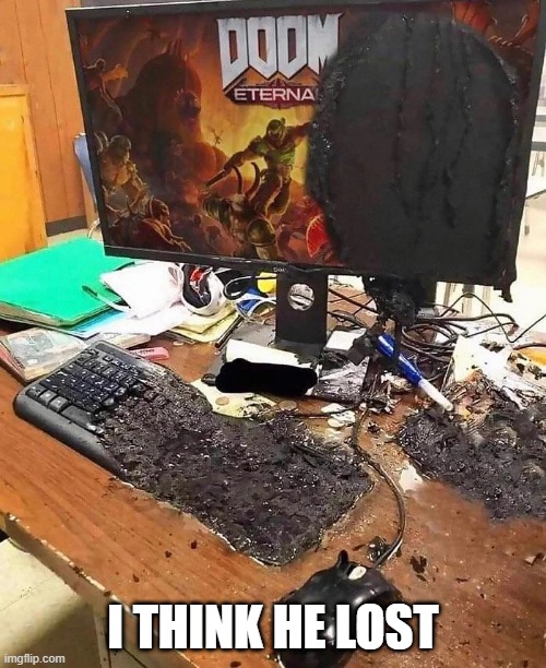 Cursed Computer | I THINK HE LOST | image tagged in cursed image | made w/ Imgflip meme maker