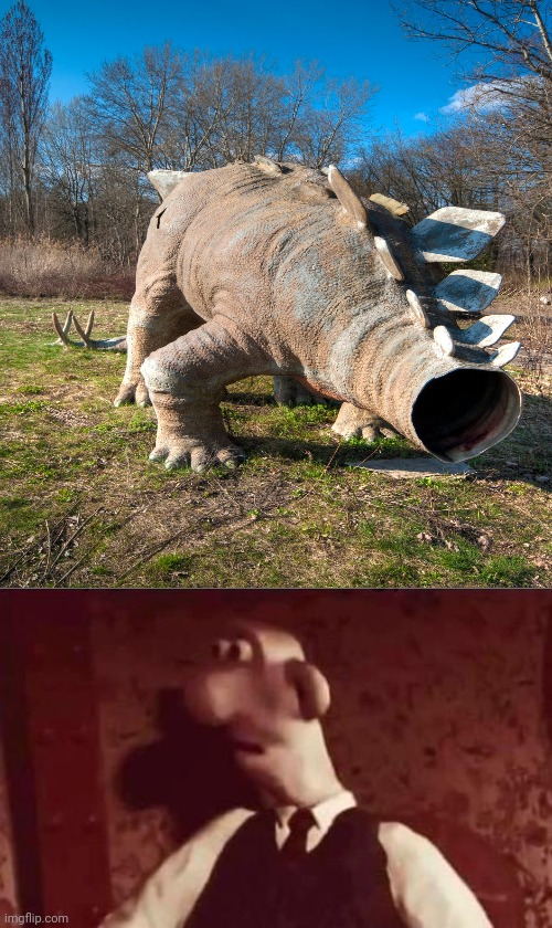 Headless dinosaur | image tagged in unsettled wallace,headless,dinosaur,dinosaurs,cursed image,memes | made w/ Imgflip meme maker