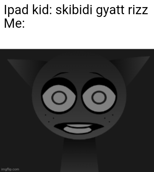 real | Ipad kid: skibidi gyatt rizz
Me: | image tagged in scared gray | made w/ Imgflip meme maker