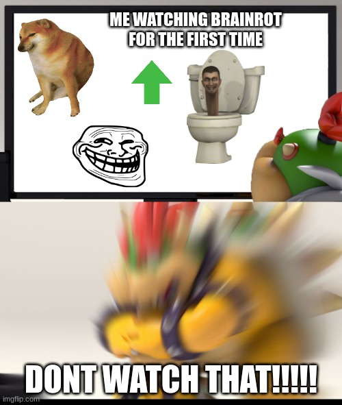 Bowser and Bowser Jr. NSFW | ME WATCHING BRAINROT FOR THE FIRST TIME; DONT WATCH THAT!!!!! | image tagged in s,i,g,m,a,the matrix | made w/ Imgflip meme maker