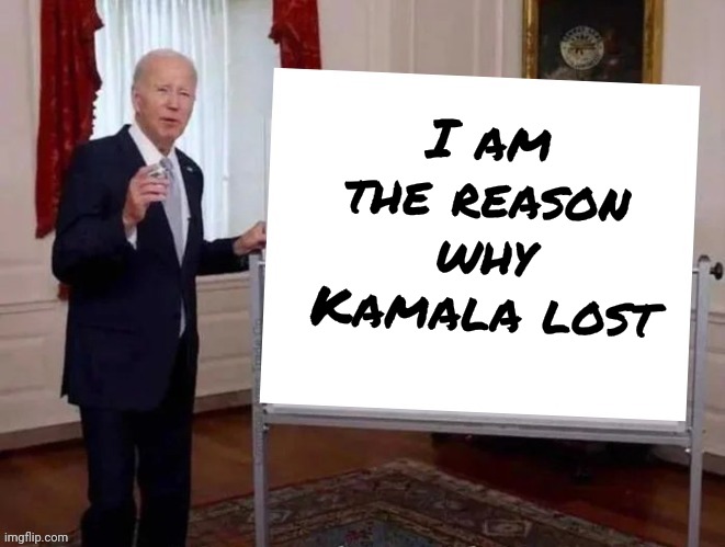 I am the reason why Kamala lost | image tagged in joe tries to explain | made w/ Imgflip meme maker