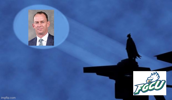 FGCU Joe Dooley Batman Signal | image tagged in batman signal,college | made w/ Imgflip meme maker