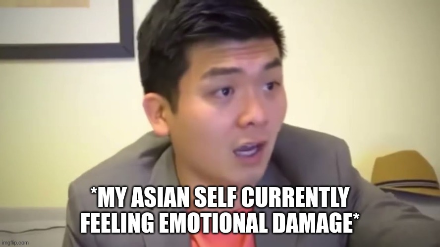 Emotional Damage | *MY ASIAN SELF CURRENTLY FEELING EMOTIONAL DAMAGE* | image tagged in emotional damage | made w/ Imgflip meme maker