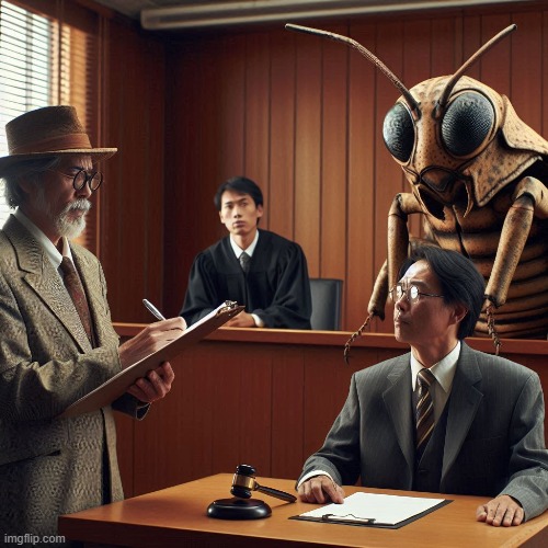 BUG IN CORT | image tagged in lawyers,law,bugs | made w/ Imgflip meme maker