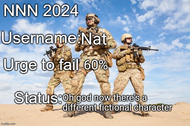 I want Mommy Scarf's cock UwU | Nat; 60%; Oh god now there's a different fictional character | image tagged in nnn 2024 progress report | made w/ Imgflip meme maker