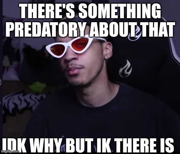 THERE'S SOMETHING PREDATORY ABOUT THAT; IDK WHY BUT IK THERE IS | made w/ Imgflip meme maker