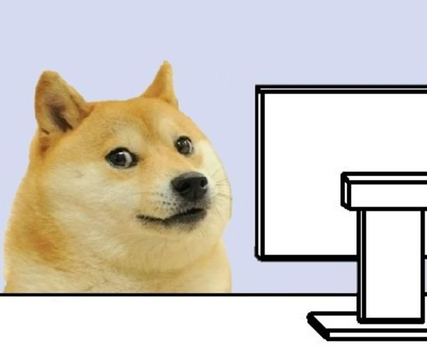 doge look at computer Blank Meme Template