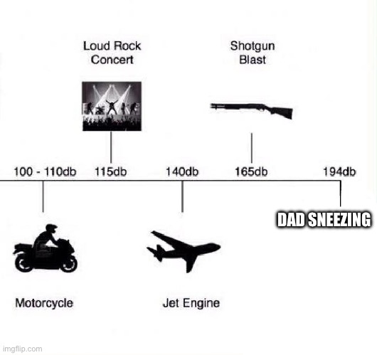 Loudest thing on earth | DAD SNEEZING | image tagged in decibel noise,meme,dad,sneeze | made w/ Imgflip meme maker