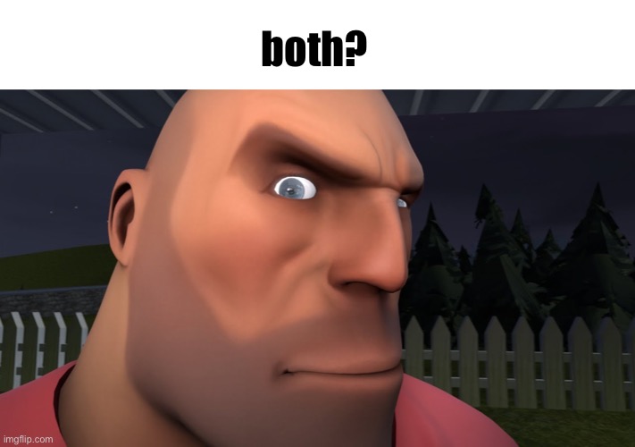 Heavy doing the eybrow raise | both? | image tagged in heavy doing the eybrow raise | made w/ Imgflip meme maker