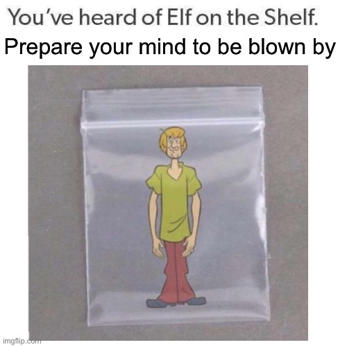 Shaggy | Prepare your mind to be blown by | image tagged in elf on a shelf,shaggy,baggie | made w/ Imgflip meme maker