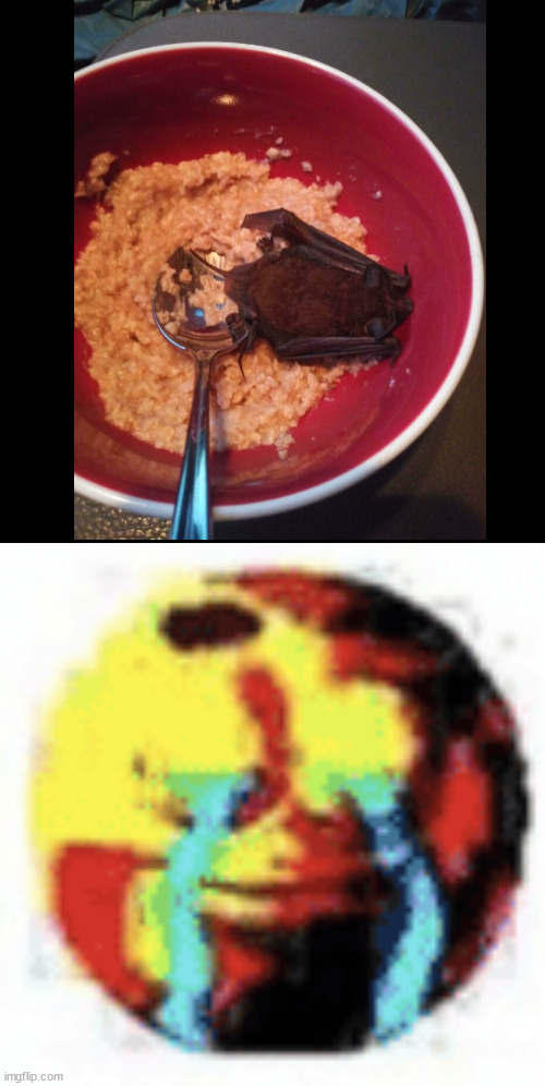 Bat in cereal | image tagged in cursed emoji,bat,cereal,depression,bad day | made w/ Imgflip meme maker