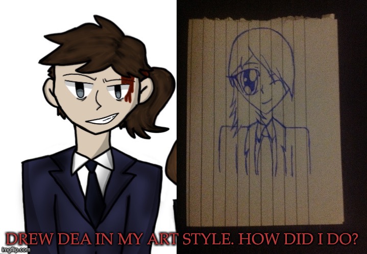 IDK How To Draw A Ponytail & The Hair Is Too Spikey :cry: | DREW DEA IN MY ART STYLE. HOW DID I DO? | image tagged in kiera 'n dea temp,dea,deas drawing,my art style,how did i do | made w/ Imgflip meme maker