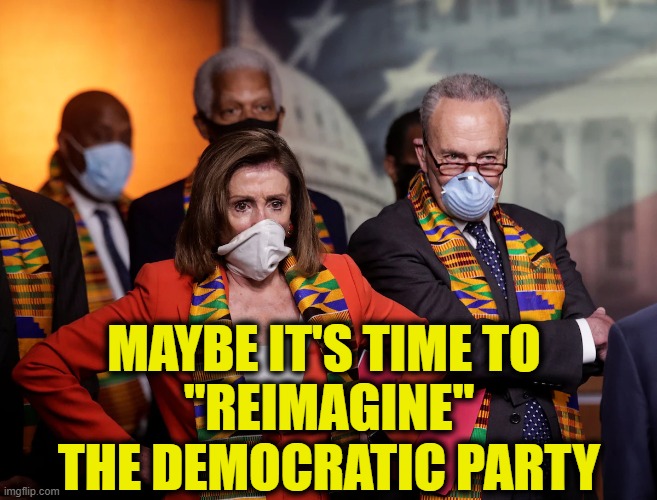 More Leftist Logic | MAYBE IT'S TIME TO 
"REIMAGINE"
THE DEMOCRATIC PARTY | image tagged in democrats | made w/ Imgflip meme maker