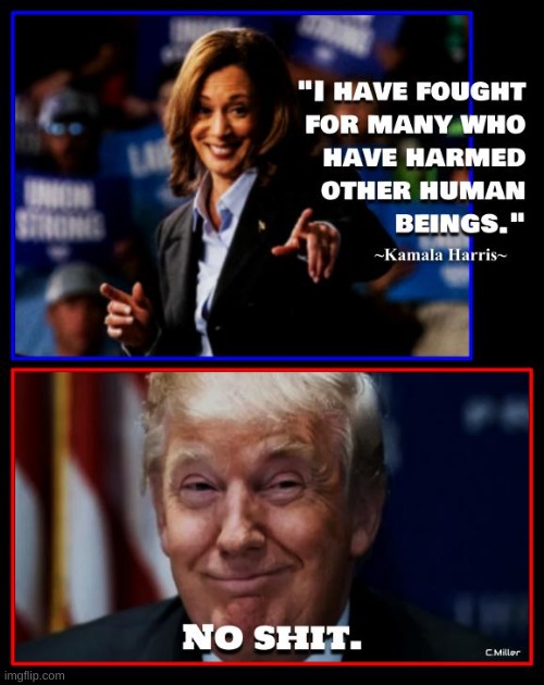 Harris suffers from a severe case of hoof in mouth disease | image tagged in donald trump,kamala harris,election,victory,politics,democrats | made w/ Imgflip meme maker