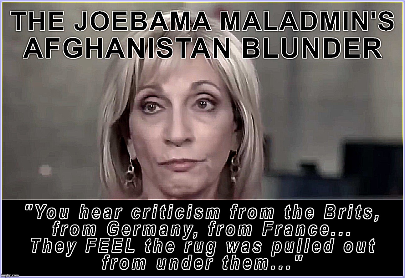 BIDEN FOREIGN POLICY | JOEBAMA JOE BIDEN OBAMA MALADMIN'S AFGHANISTAN BLUNDER; "YOU HEAR CRITICISM FROM THE BRITS, FROM GERMANY, FROM FRANCE... THEY FEEL THE RUG WAS PULLED OUT FROM UNDER THEM..." | image tagged in criticism,britain,germany,france,rug pulled out from under them,afghanistan | made w/ Imgflip meme maker