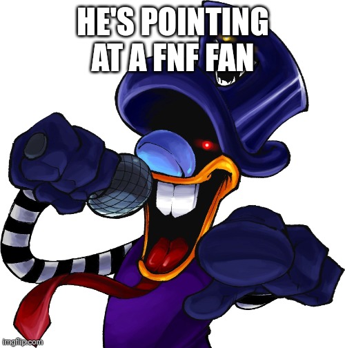 DJ Hallyboo | HE'S POINTING AT A FNF FAN | image tagged in dj hallyboo | made w/ Imgflip meme maker