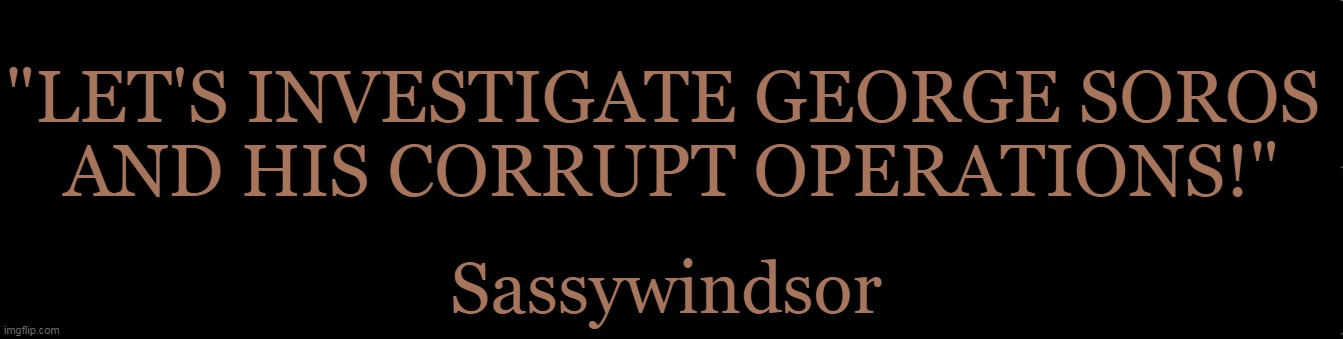 So Much To Do & Four Years To Do It! | "LET'S INVESTIGATE GEORGE SOROS 
AND HIS CORRUPT OPERATIONS!"; Sassywindsor | image tagged in donald trump,maga,government corruption,george soros,investigation,dirty hands | made w/ Imgflip meme maker