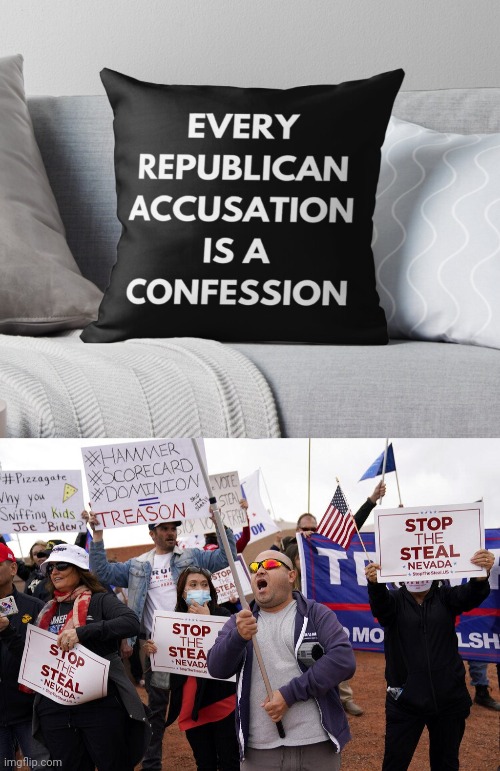 image tagged in every republican accusation is a confession,stop the steal protest | made w/ Imgflip meme maker