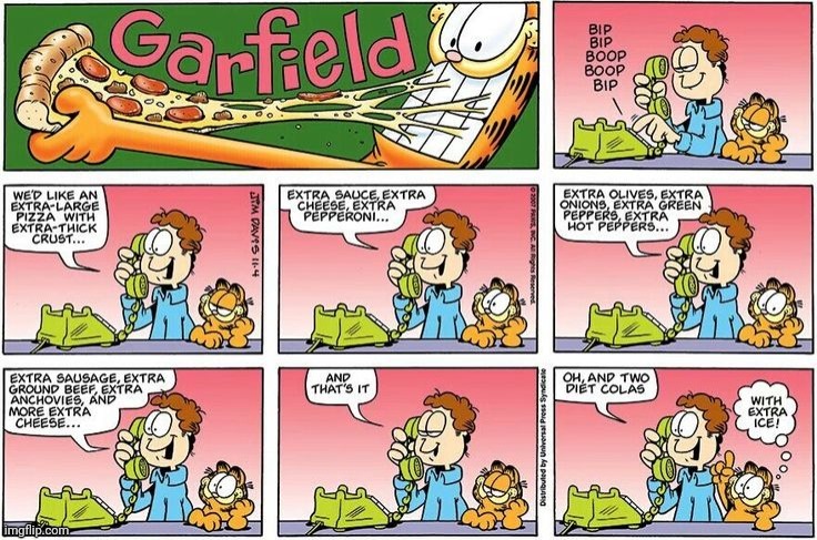 Garfield pizza | image tagged in garfield,pizza,pizzas,comics,comics/cartoons,food | made w/ Imgflip meme maker