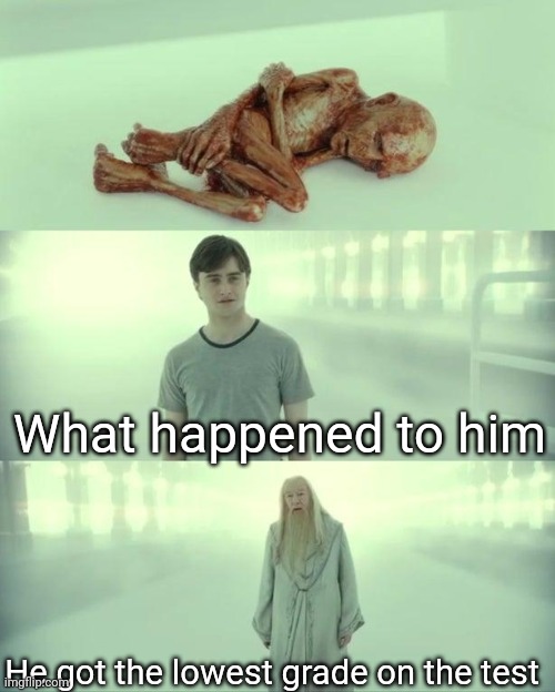 Dead Baby Voldemort / What Happened To Him | What happened to him; He got the lowest grade on the test | image tagged in dead baby voldemort / what happened to him | made w/ Imgflip meme maker