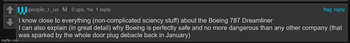 Has bro not heard of the Boeing Starliner | made w/ Imgflip meme maker