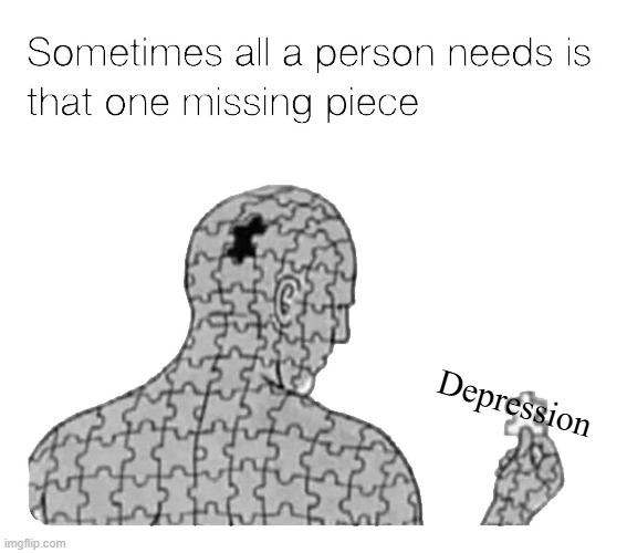 We all need it, and love it | Depression | image tagged in that one missing piece | made w/ Imgflip meme maker