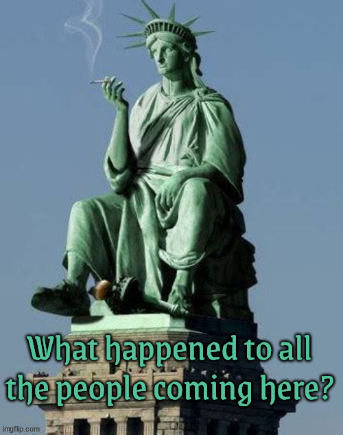 Freedom lost to fascists | What happened to all the people coming here? | image tagged in freedom lost to fascists,you don't want to come here now,whitetrashinalists,smoke break,marajuna time,maga migrant hate | made w/ Imgflip meme maker