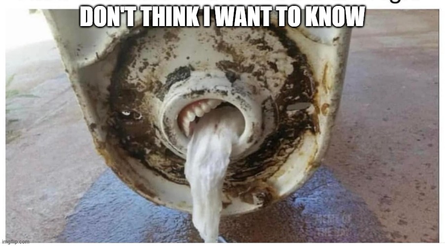 Mouth Drain | DON'T THINK I WANT TO KNOW | image tagged in cursed image | made w/ Imgflip meme maker