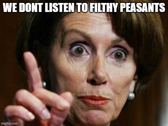 Nancy Pelosi No Spending Problem | WE DONT LISTEN TO FILTHY PEASANTS | image tagged in nancy pelosi no spending problem | made w/ Imgflip meme maker