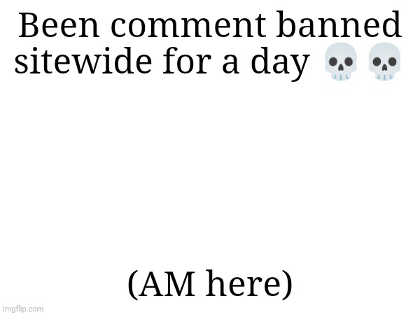 Been comment banned sitewide for a day 💀💀; (AM here) | made w/ Imgflip meme maker