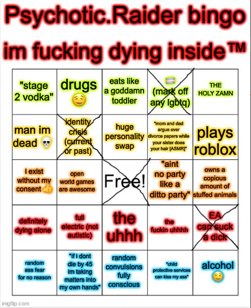 gwuh | image tagged in another dumbass bingo by a psychotic raider | made w/ Imgflip meme maker