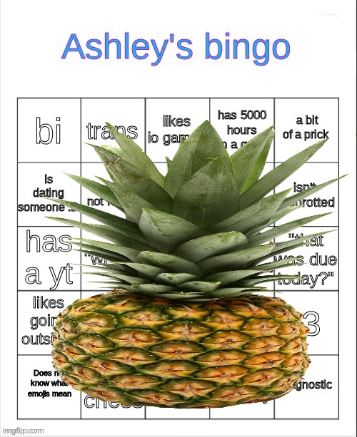 Fucking awesome pineapple | image tagged in ashley's bingo | made w/ Imgflip meme maker