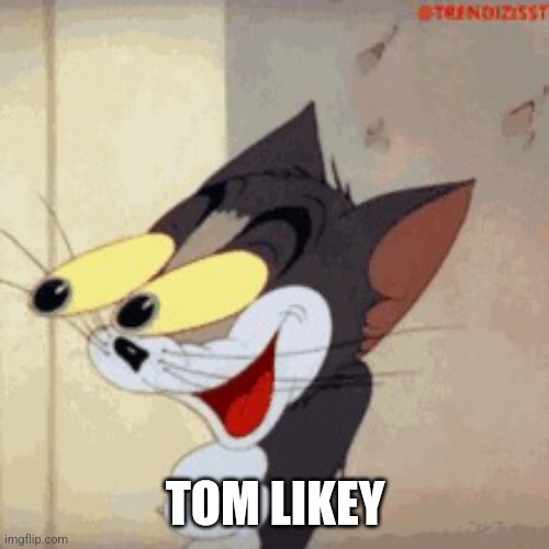 eyes popping out | TOM LIKEY | image tagged in eyes popping out | made w/ Imgflip meme maker