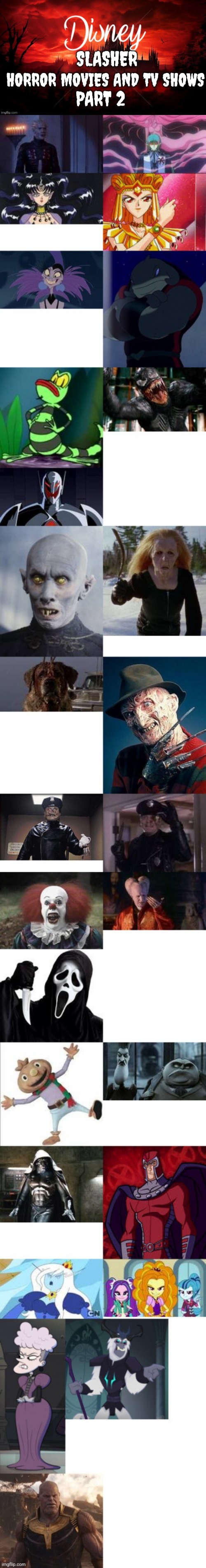 Disney Slasher Horror Movies and TV Shows Villains 2 Blank Meme Template