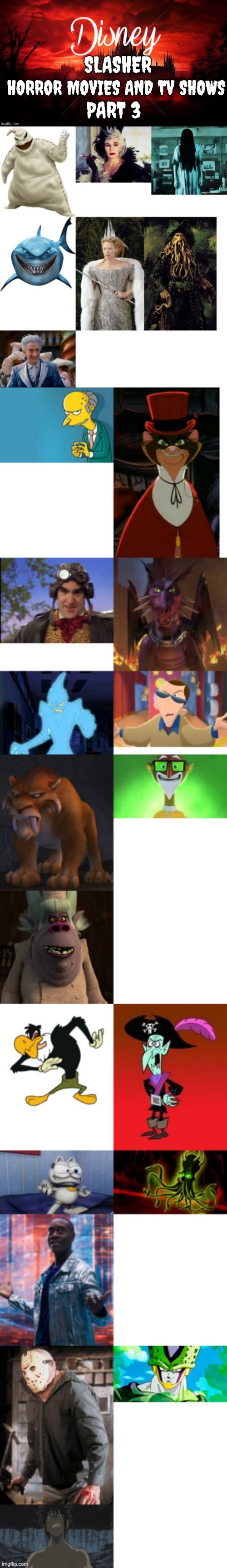 Disney Slasher Horror Movies and TV Shows Villains 3 Blank Meme Template