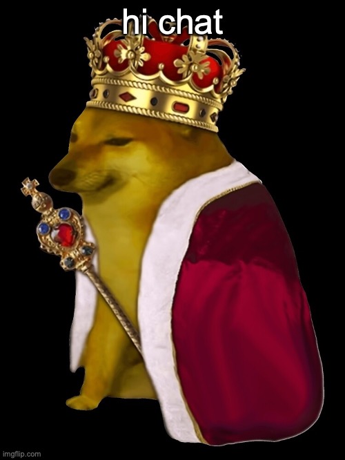 King Cheems | hi chat | image tagged in king cheems | made w/ Imgflip meme maker