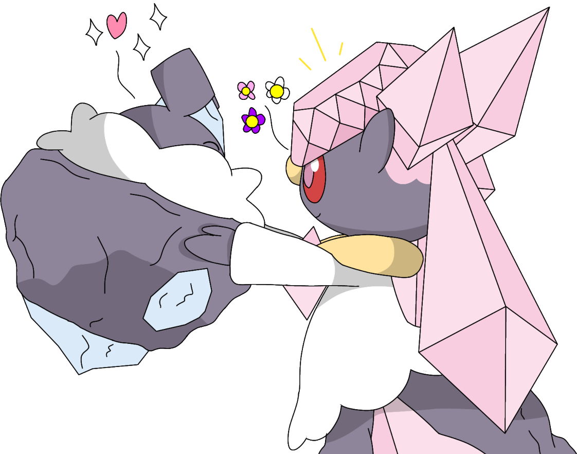 Diancie holding a Carbink Blank Meme Template