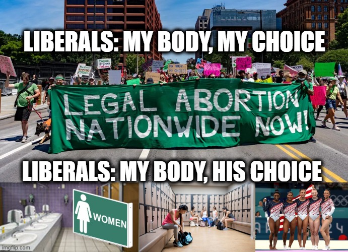 my body my chioce | LIBERALS: MY BODY, MY CHOICE; LIBERALS: MY BODY, HIS CHOICE | made w/ Imgflip meme maker