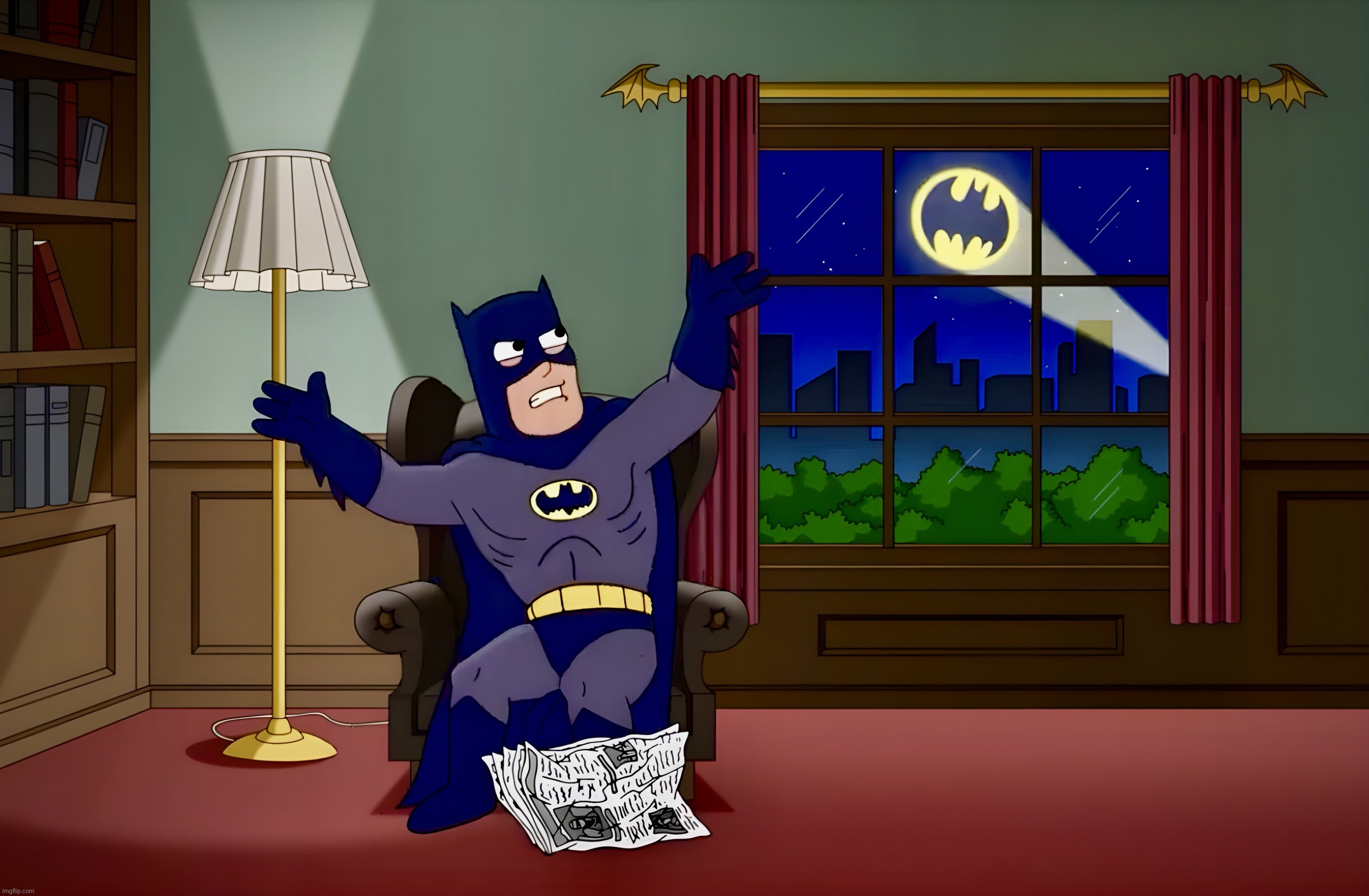 The Dark Knight Annoyed | image tagged in batman,superhero,memes,bat signal,family guy | made w/ Imgflip meme maker