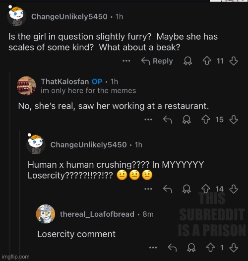 Never go to r/losercity. Exhibit A: | THIS SUBREDDIT IS A PRISON | made w/ Imgflip meme maker
