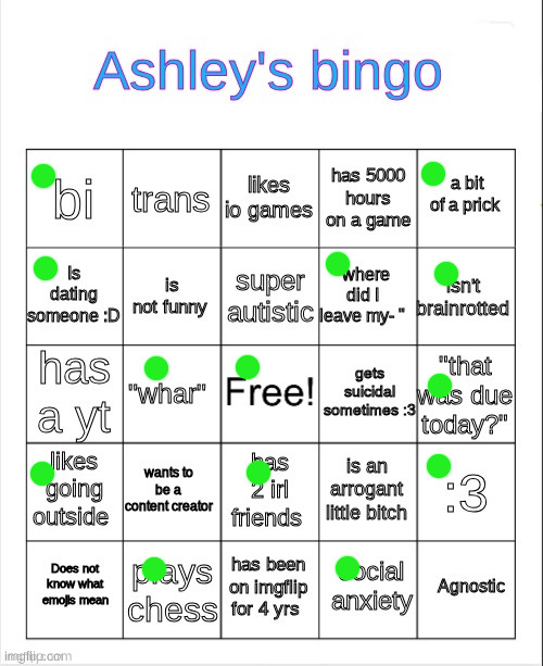 also bored | image tagged in ashley's bingo | made w/ Imgflip meme maker