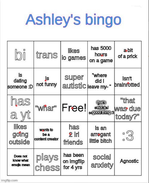 board | that's not a good thing | image tagged in ashley's bingo | made w/ Imgflip meme maker