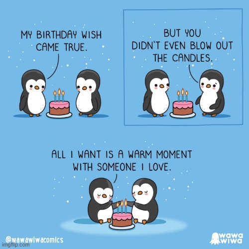 image tagged in penguins,birthday,wish,candles,warm,so cute | made w/ Imgflip meme maker