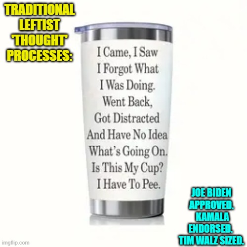 Now it all makes sense. | TRADITIONAL LEFTIST 'THOUGHT' PROCESSES:; JOE BIDEN APPROVED.  KAMALA ENDORSED.  TIM WALZ SIZED. | image tagged in yep | made w/ Imgflip meme maker